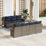 vidaXL Tuinbank Set met kussen 8 pcs Beige en Rood poly rattan