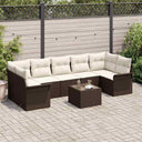 vidaXL Tuinbank Set met kussen 8 pcs Zwart en Crème poly rattan