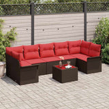 vidaXL Garden Sofa Set with Cushions 8 pcs Beige and Red Poly Rattan