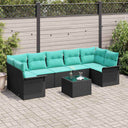 vidaXL Garden Sofa Set with Cushions 8 pcs Beige and Red Poly Rattan