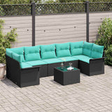 vidaXL Garden Sofa Set with Cushions 8 pcs Beige and Red Poly Rattan