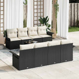 vidaXL Tuinbank Set met kussen 9 pcs Zwart en Crème poly rattan