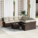 vidaXL Tuinbank Set met kussen 9 pcs Zwart en Crème poly rattan