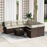 vidaXL Tuinbank Set met kussen 9 pcs Zwart en Crème poly rattan