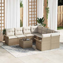 vidaXL Tuinbank Set met kussen 9 pcs Zwart en Crème poly rattan