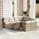 vidaXL Tuinbank Set met kussen 9 pcs Zwart en Crème poly rattan