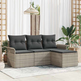vidaXL Tuinbank Set met kussen met opslag 4 pcs Zwart Poly rattan