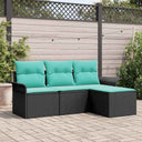 vidaXL Tuinbank Set met kussen met opslag 4 pcs Bruin poly rattan