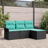 vidaXL Tuinbank Set met kussen met opslag 4 pcs Bruin poly rattan