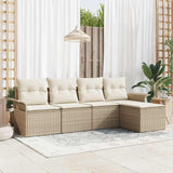vidaXL Tuinbank Set met kussen met opslag 5 pcs Zwart poly rattan