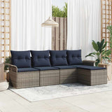 vidaXL Garden Lounge Set with Storage 5 pcs Brown poly rattan