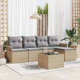 vidaXL Tuinbank Set met kussen met opslag 5 pcs Zwart poly rattan