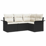 vidaXL Tuinbank Set met opslag 4 pcs Zwart poly rattan