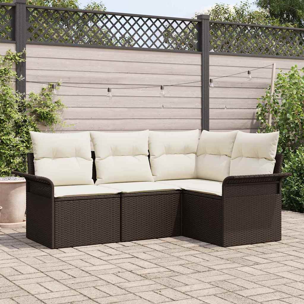 vidaXL Tuinbank Set met opslag 4 pcs Zwart poly rattan