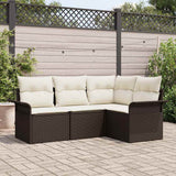 vidaXL Tuinbank Set met opslag 4 pcs Zwart poly rattan