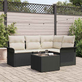 vidaXL Tuinbank Set met opslag 4 pcs Zwart poly rattan