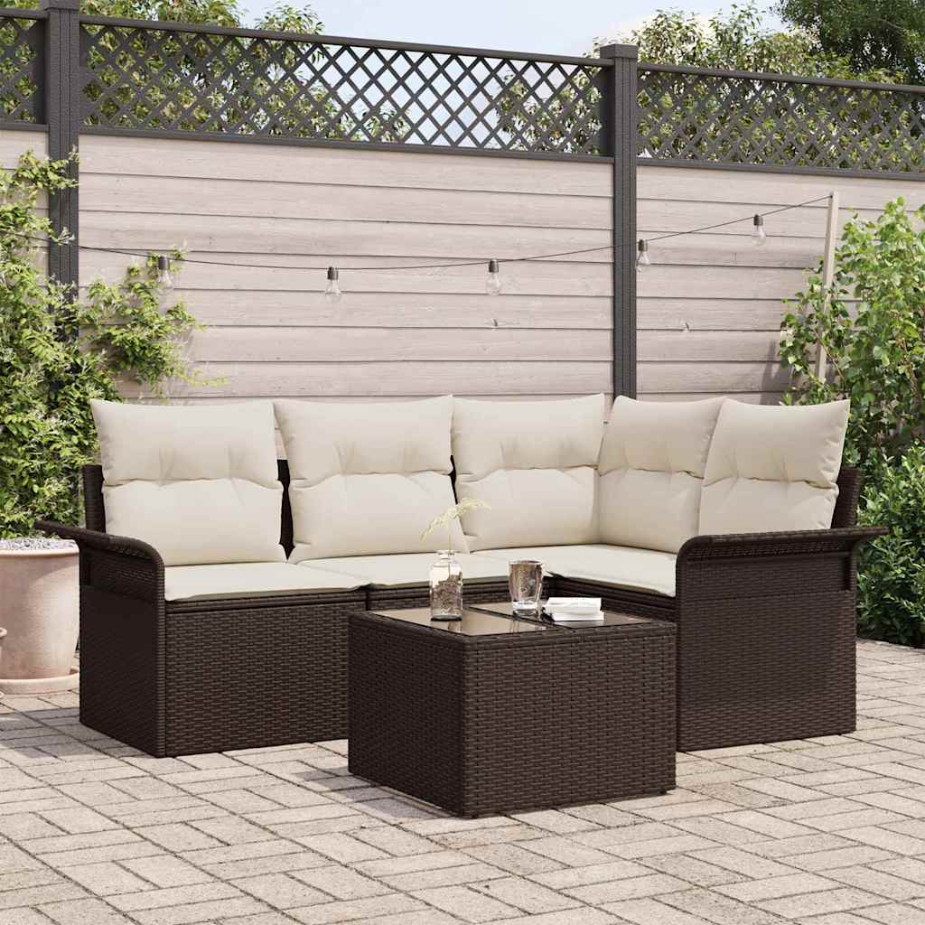 vidaXL Tuinbank Set met opslag 4 pcs Zwart poly rattan