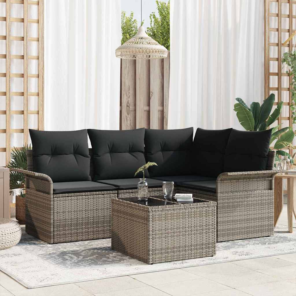 vidaXL Tuinbank Set met opslag 4 pcs Zwart poly rattan