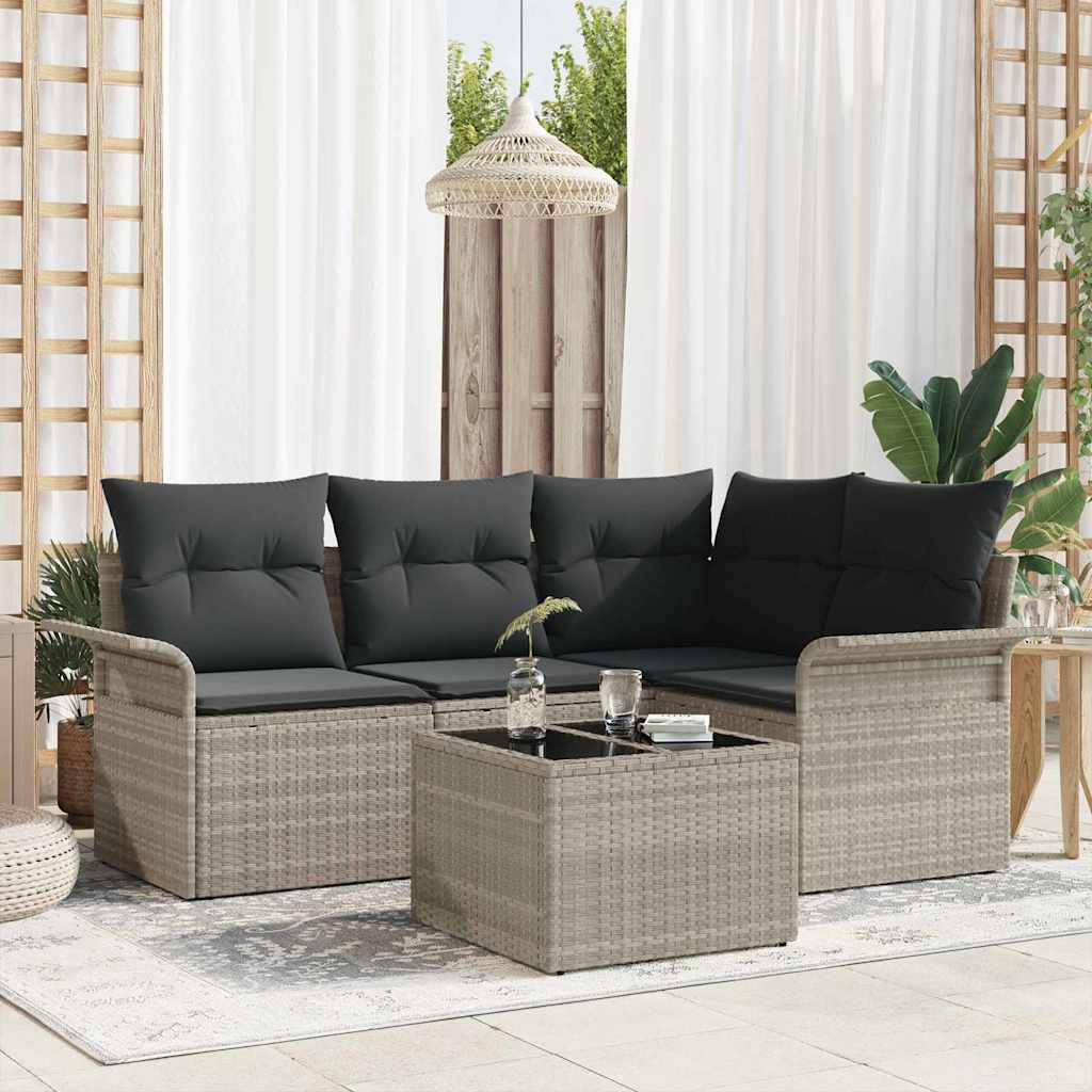 vidaXL Tuinbank Set met opslag 4 pcs Zwart poly rattan