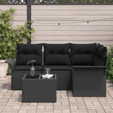 vidaXL Tuinbank Set met opslag 4 pcs Zwart poly rattan