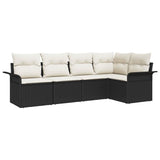 vidaXL Tuinbank Set met opslag 5 pcs Zwart poly rattan