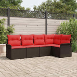 vidaXL Tuinbank Set met opslag 5 pcs Bruin poly rattan