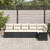 vidaXL Tuinbank Set met kussen met opslag 6 pcs Zwart Poly rattan
