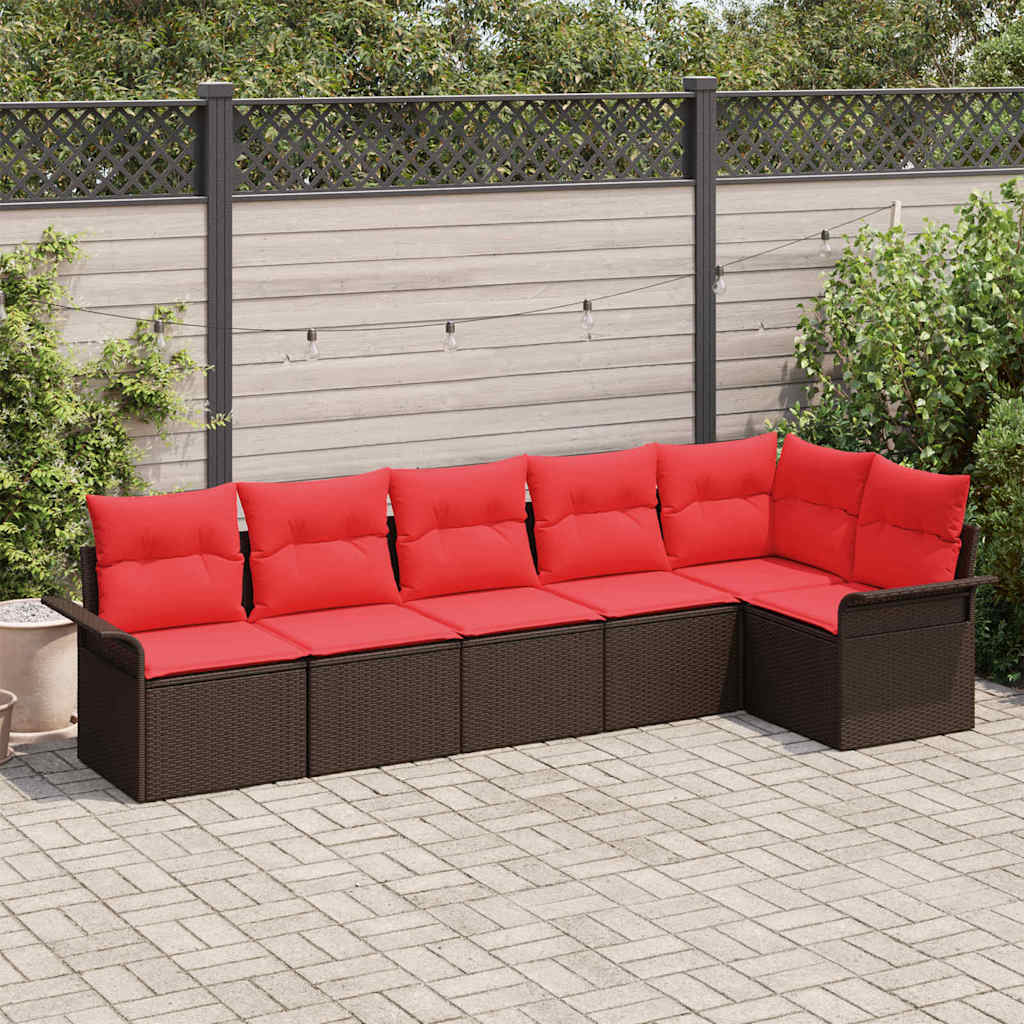 vidaXL Tuinbank Set met opslag 6 pcs Bruin poly rattan