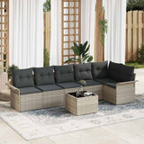 vidaXL Tuinbank Set met kussen met opslag 6 pcs Zwart Poly rattan