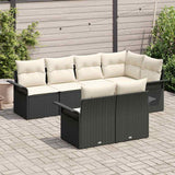 vidaXL Tuinbank Set met kussen met opslag 7 pcs Zwart Poly rattan