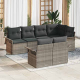vidaXL Tuinbank Set met kussen met opslag 7 pcs Zwart Poly rattan