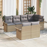 vidaXL Tuinbank Set met kussen met opslag 7 pcs Zwart Poly rattan