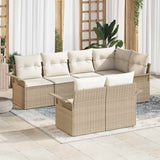 vidaXL Tuinbank Set met kussen met opslag 7 pcs Zwart Poly rattan