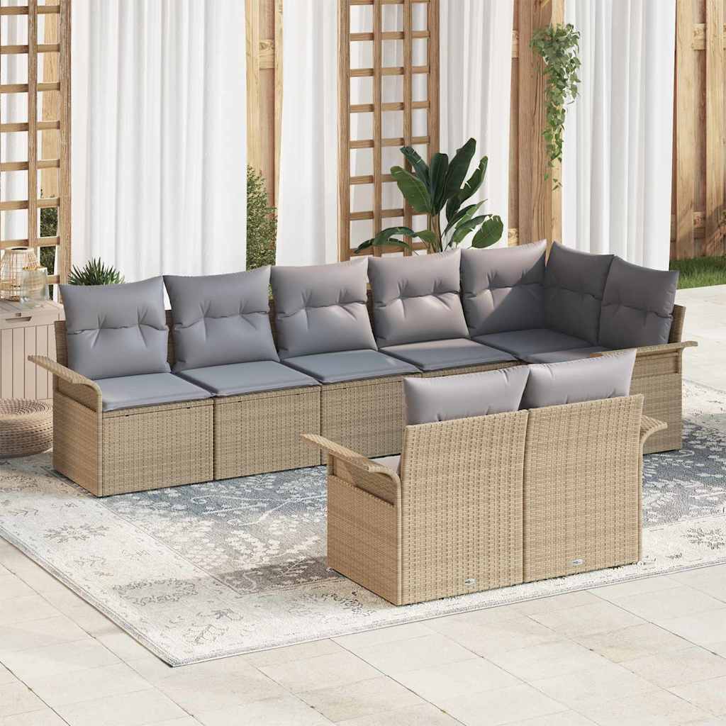 vidaXL Garden Sofa Set with Storage 8 pcs Black poly rattan