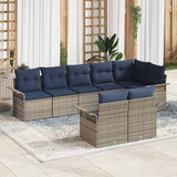 vidaXL Tuinbank Set met opslag 8 pcs Bruin poly rattan