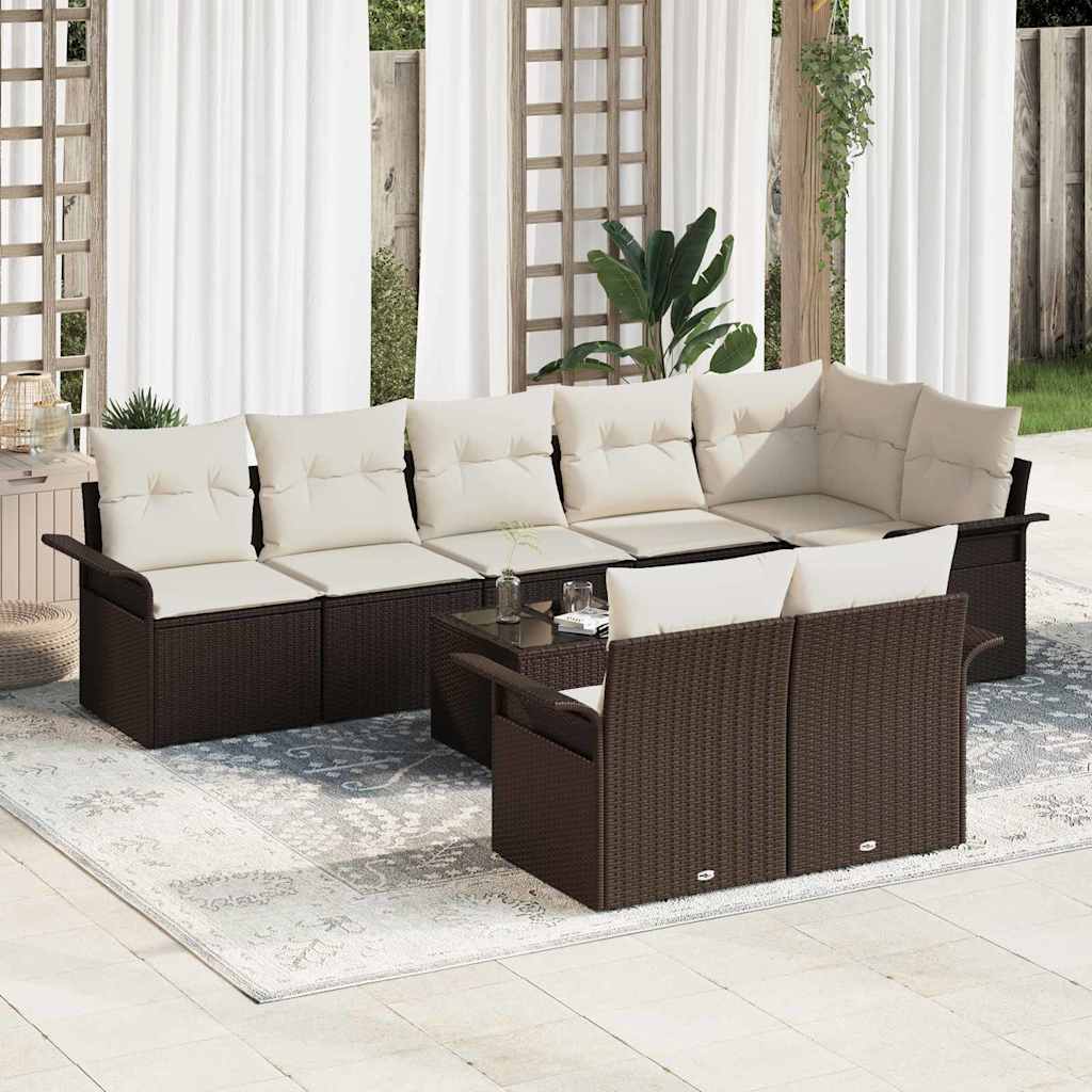 vidaXL Garden Sofa Set with Storage 8 pcs Black poly rattan