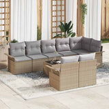 vidaXL Garden Sofa Set with Storage 8 pcs Black poly rattan