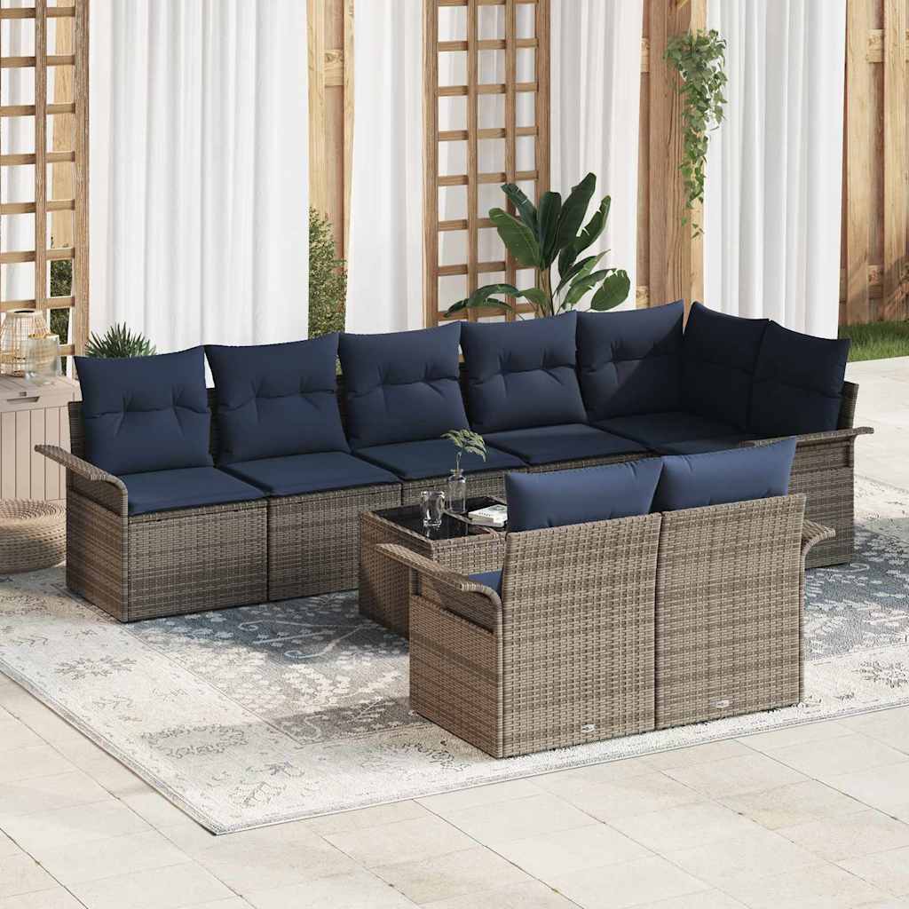 vidaXL Tuinbank Set met opslag 8 pcs Bruin poly rattan