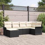 vidaXL Tuinbank Set met opslag 6 pcs Zwart poly rattan