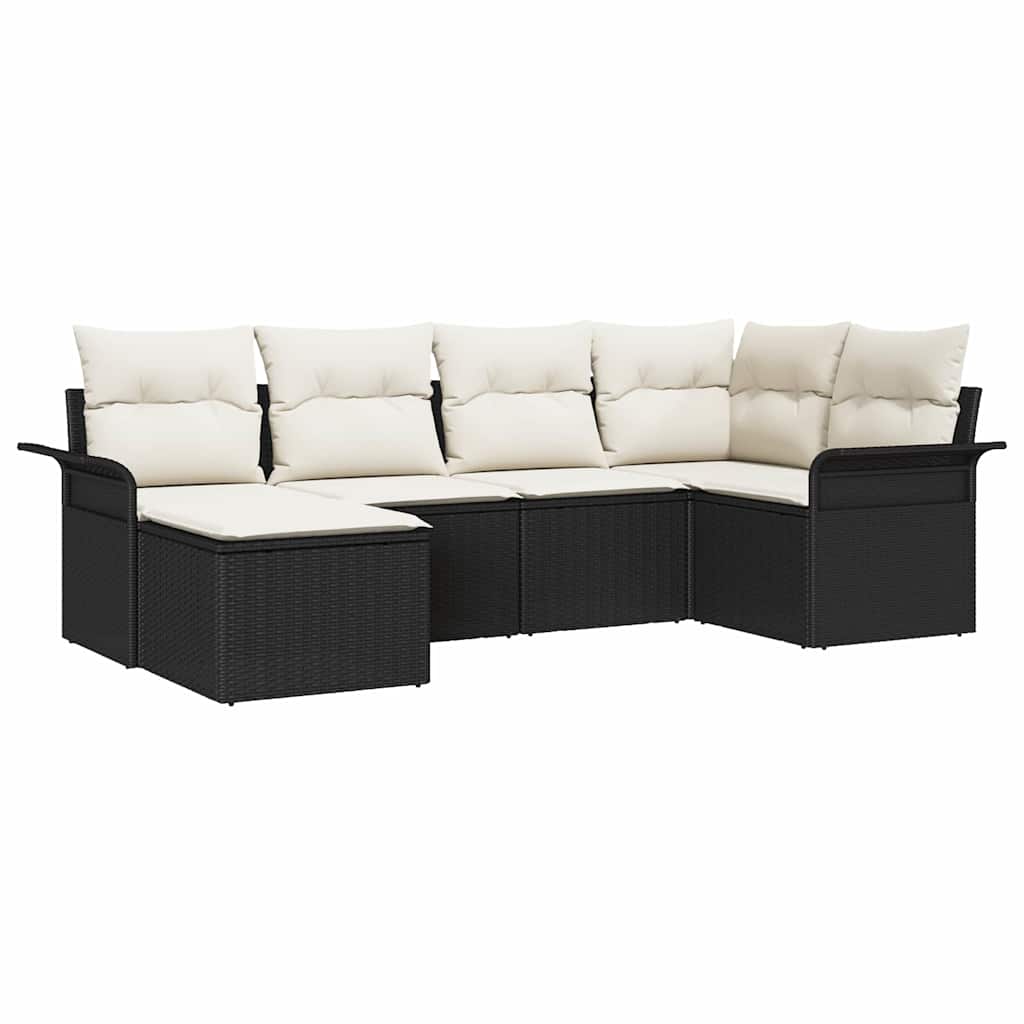 vidaXL Tuinbank Set met opslag 6 pcs Zwart poly rattan