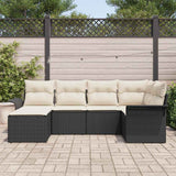 vidaXL Tuinbank Set met opslag 6 pcs Zwart poly rattan