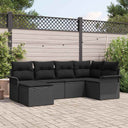 vidaXL Tuinbank Set met opslag 6 pcs Zwart poly rattan