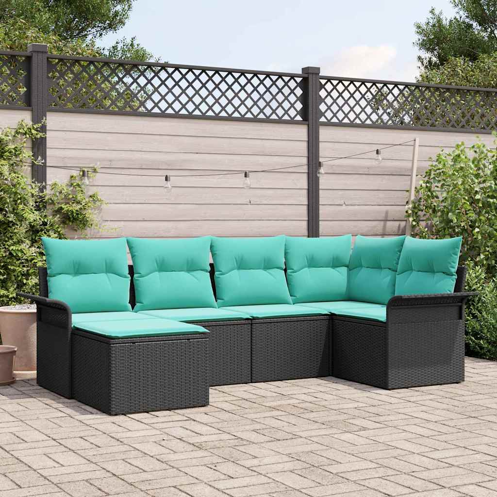 vidaXL Tuinbank Set met opslag 6 pcs Bruin poly rattan