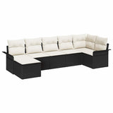 vidaXL Tuinbank Set met opslag 7 pcs Zwart poly rattan