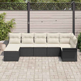 vidaXL Tuinbank Set met opslag 7 pcs Zwart poly rattan