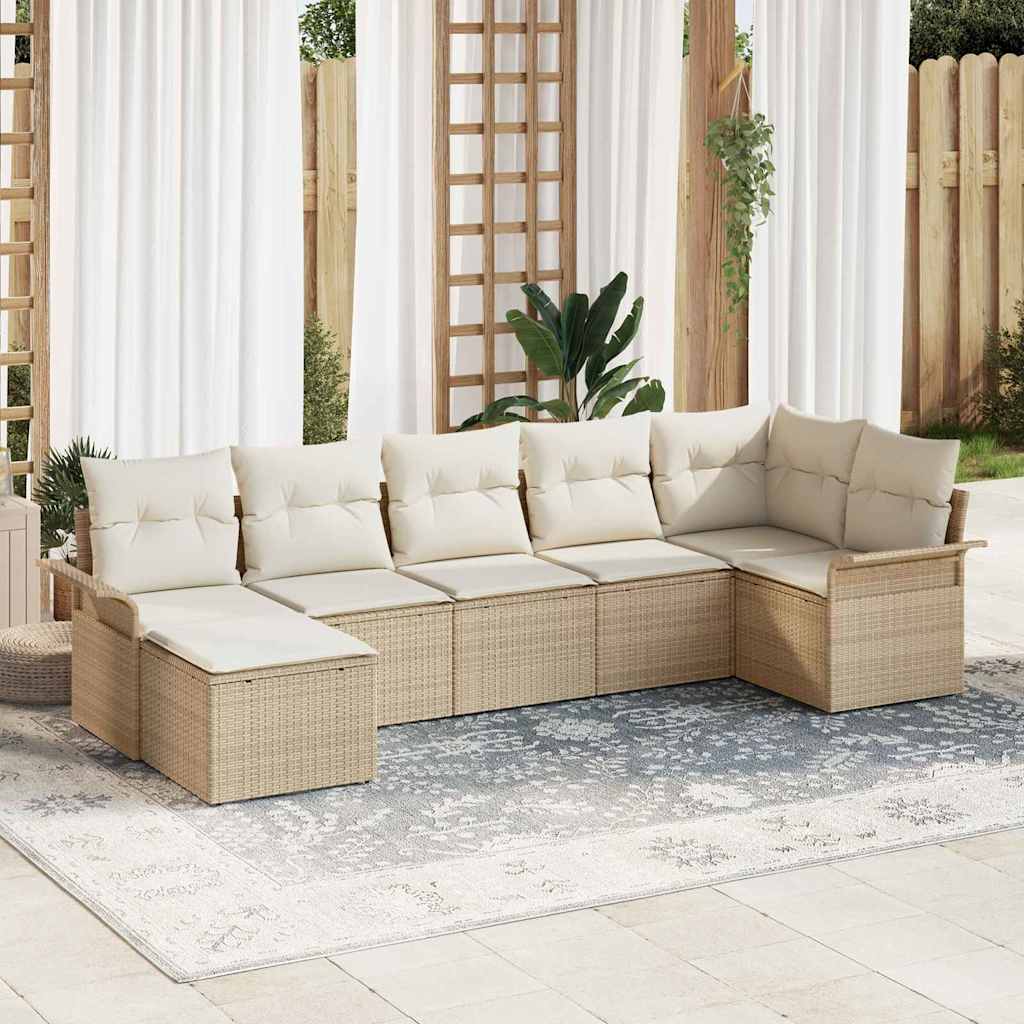 vidaXL Tuinbank Set met opslag 7 pcs Zwart poly rattan