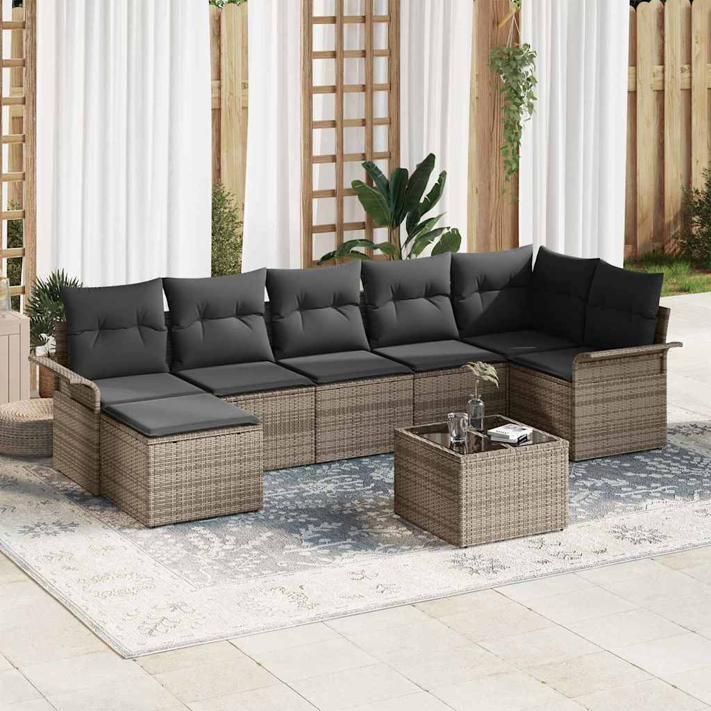 vidaXL Tuinbank Set met opslag 7 pcs Zwart poly rattan