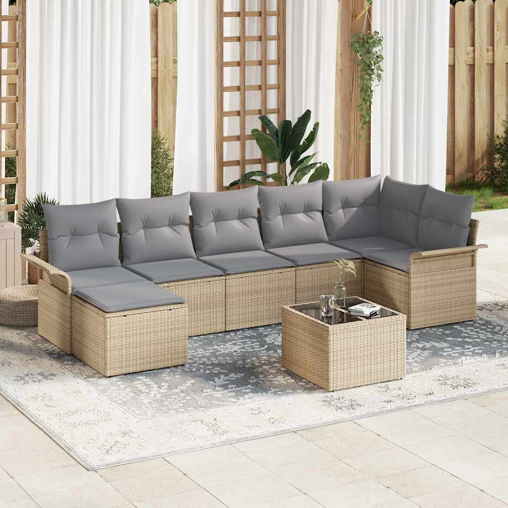 vidaXL Tuinbank Set met opslag 7 pcs Zwart poly rattan