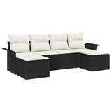 vidaXL Tuinbank Set met opslag 6 pcs Zwart poly rattan