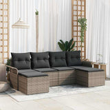 vidaXL Tuinbank Set met opslag 6 pcs Zwart poly rattan